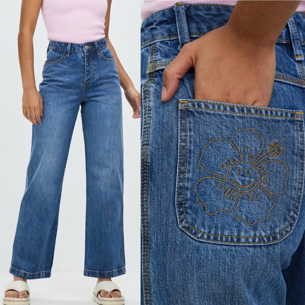 NWT HOLIDAY THE LABEL Vacation Denim Straight Leg Jeans Size 29 Fits Like 27